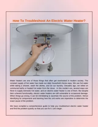 How Can I Troubleshoot Water Heater?