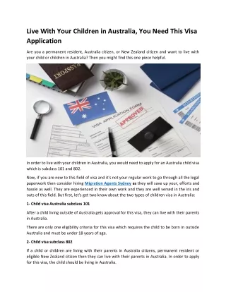 live with your children in australia you need