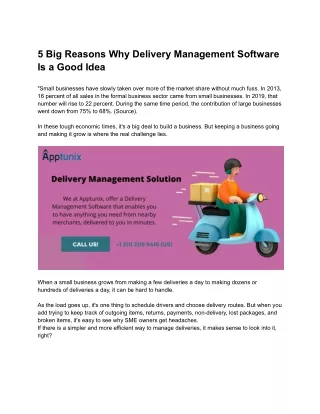 5 Big Reasons Why Delivery Management Software Is a Good Idea
