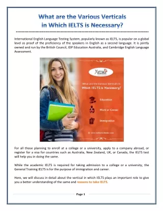 What are the Various Verticals in Which IELTS is Necessary?