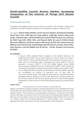 small satellite launch service market increasing