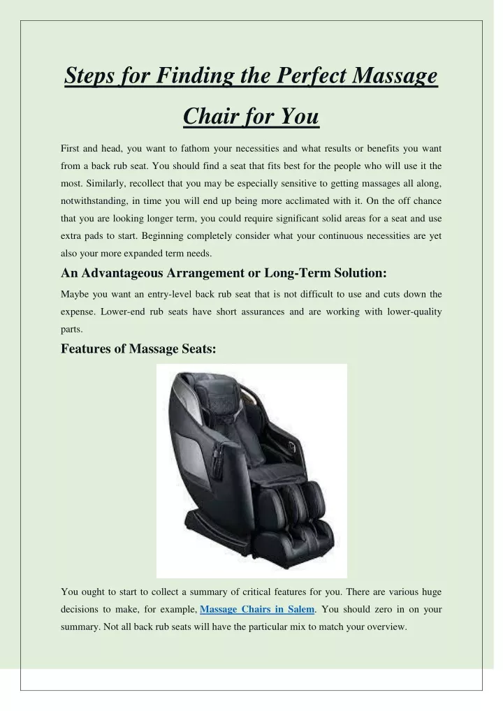 Ppt Steps For Finding The Perfect Massage Chair For You Powerpoint Presentation Id11467790