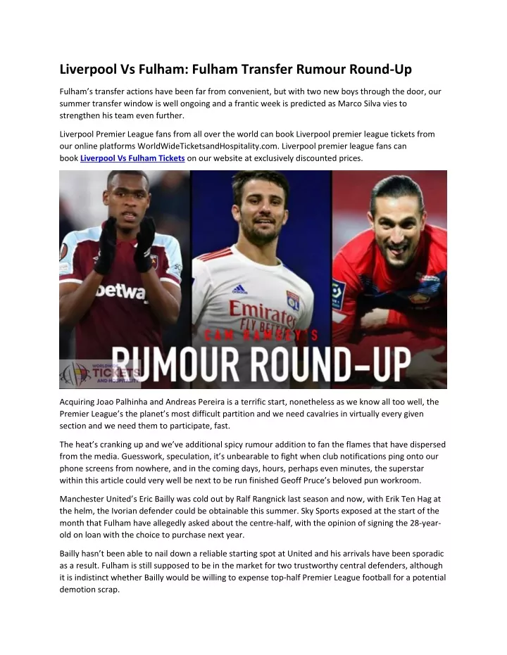 liverpool vs fulham fulham transfer rumour round