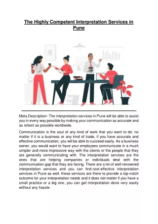 The Highly Competent Interpretation Services in Pune