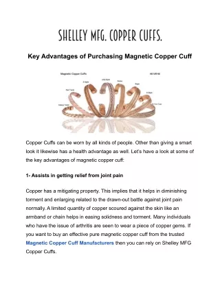 key advantages of purchasing magnetic copper cuff