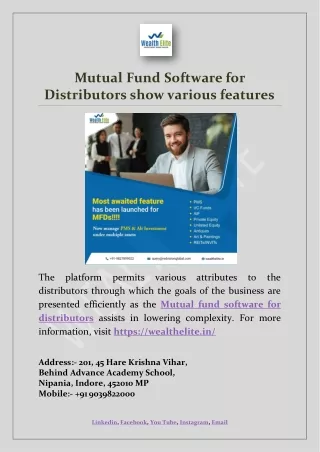 mutual fund software for distributors show