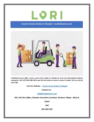 courier service dubai to sharjah lorideliveries