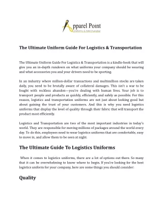 the ultimate uniform guide for logistics