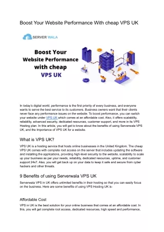 boost your website performance with cheap vps uk