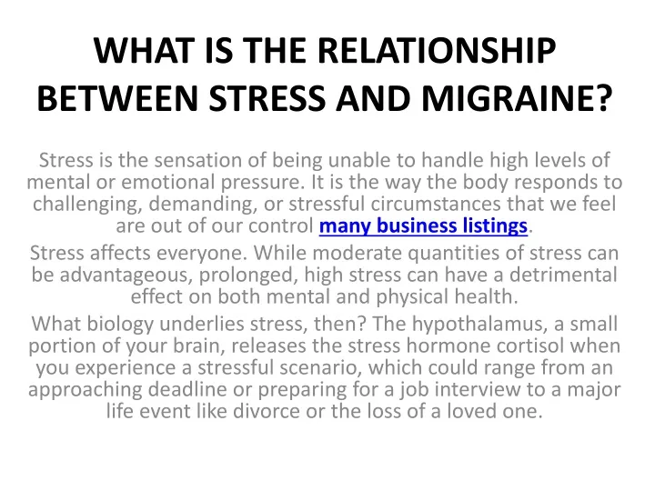what is the relationship between stress and migraine