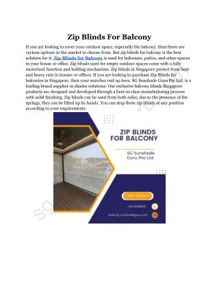 Zip Blinds For Balcony | SG Sunshade Guru