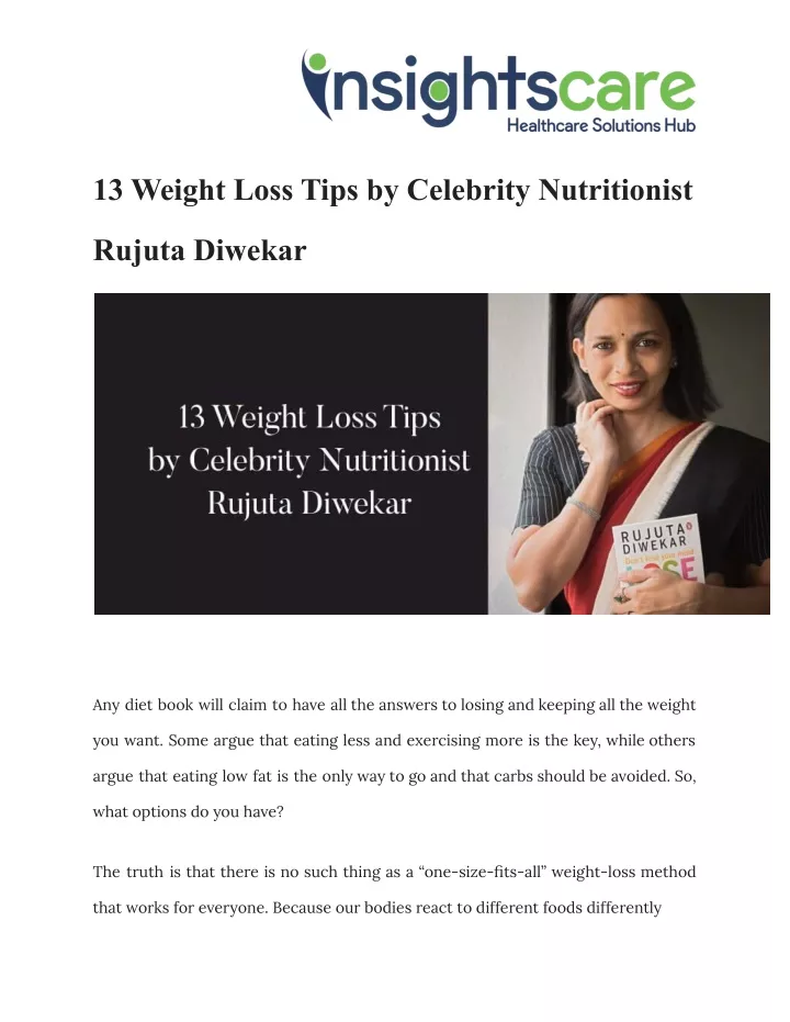 13 weight loss tips by celebrity nutritionist