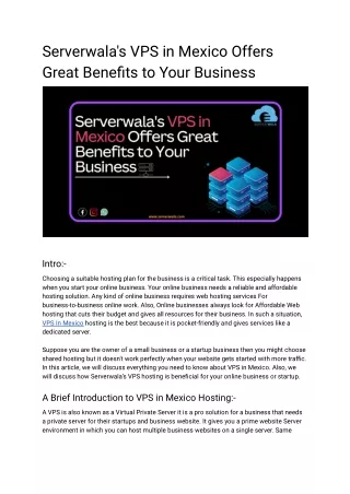 serverwala s vps in mexico offers great benefits