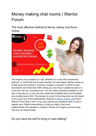 money making chat rooms warrior forum
