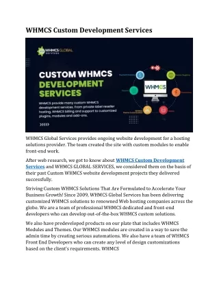 WHMCS Custom Development Services