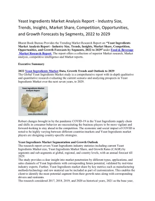 yeast ingredients market analysis report industry