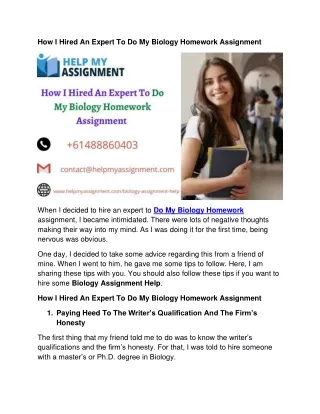 how i hired an expert to do my biology homework