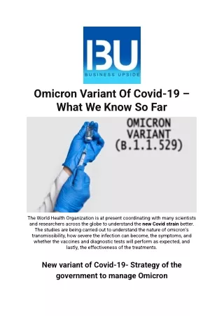 Omicron Variant Of Covid-19 – What We Know So Far