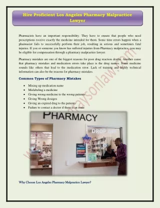 hire proficient los angeles pharmacy malpractice