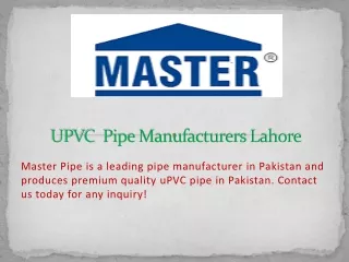 UPVC  Pipe Manufacturers Lahore
