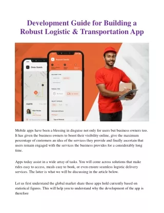 Development Guide for Building a Robust Logistic And Transport App