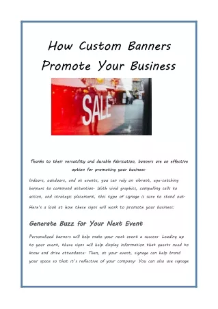 How Custom Banners Promote Your Business