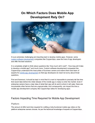 on which factors does mobile app development rely