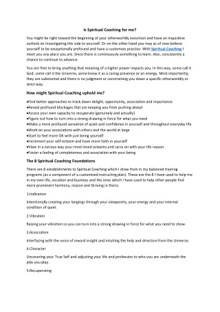 is spiritual coaching for me you might be right