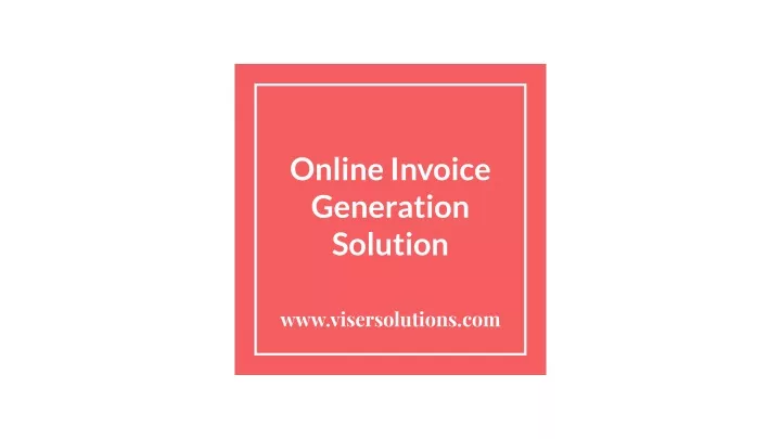online invoice generation solution