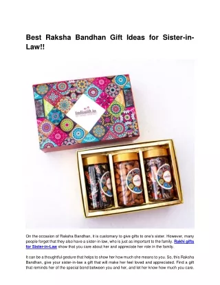 best raksha bandhan gift ideas for sister in law