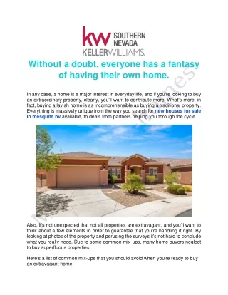 Offering New Houses For Sale in Mesquite NV