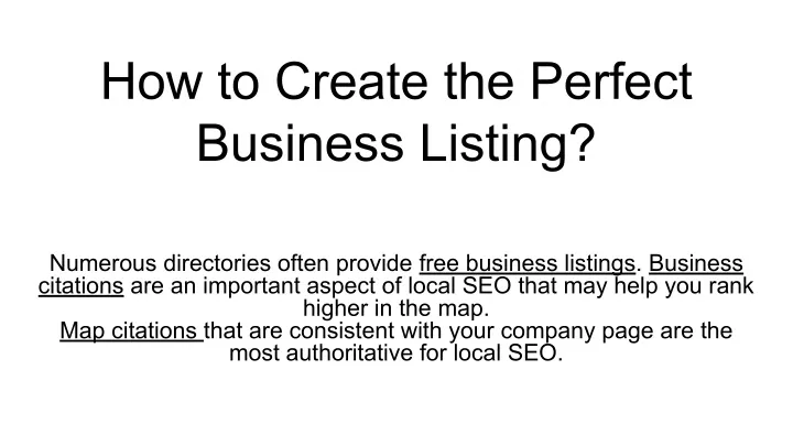 how to create the perfect business listing