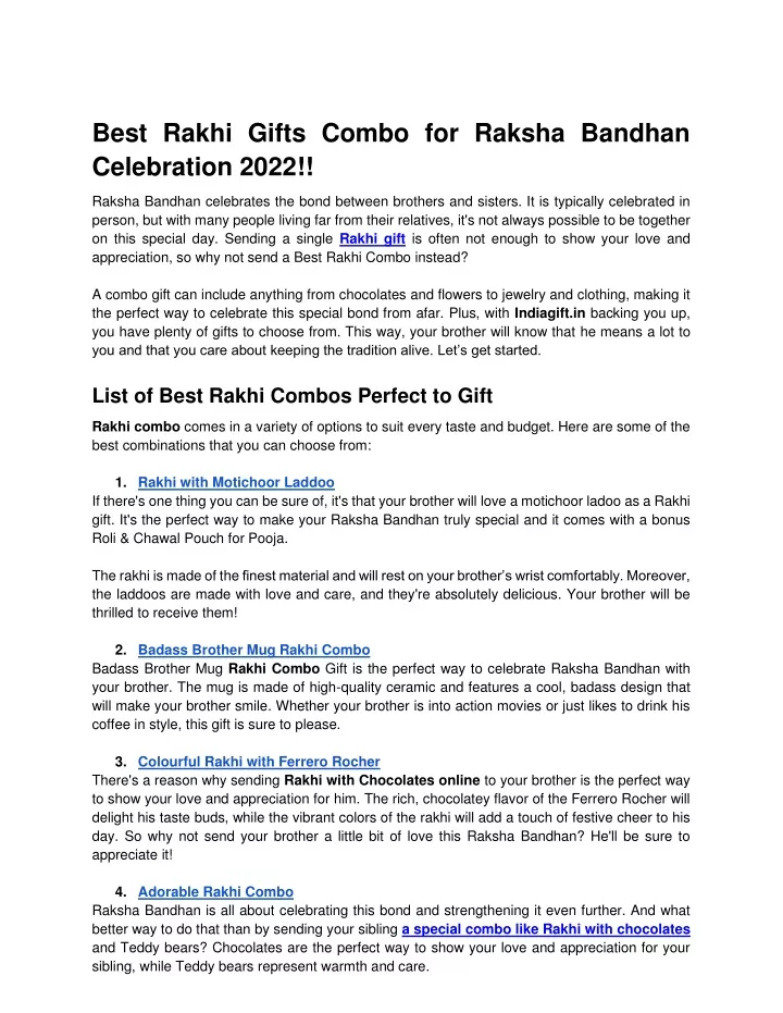 best rakhi gifts combo for raksha bandhan