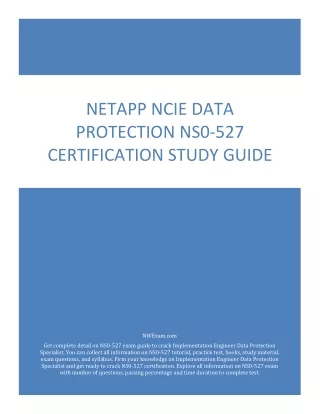 NetApp NCIE Data Protection NS0-527 Certification Study Guide PDF