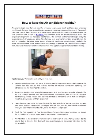 how to keep the air conditioner healthy