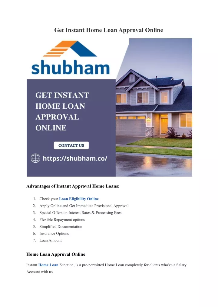 get instant home loan approval online
