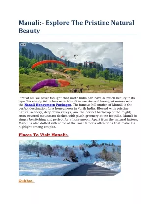 manali explore the pristine natural beauty