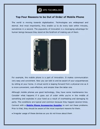 Top Four Reasons to be Out of Order of Mobile Phone