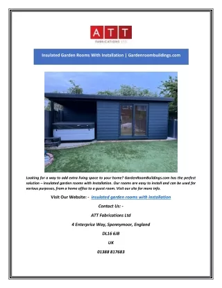 Insulated Garden Rooms With Installation | Gardenroombuildings.com