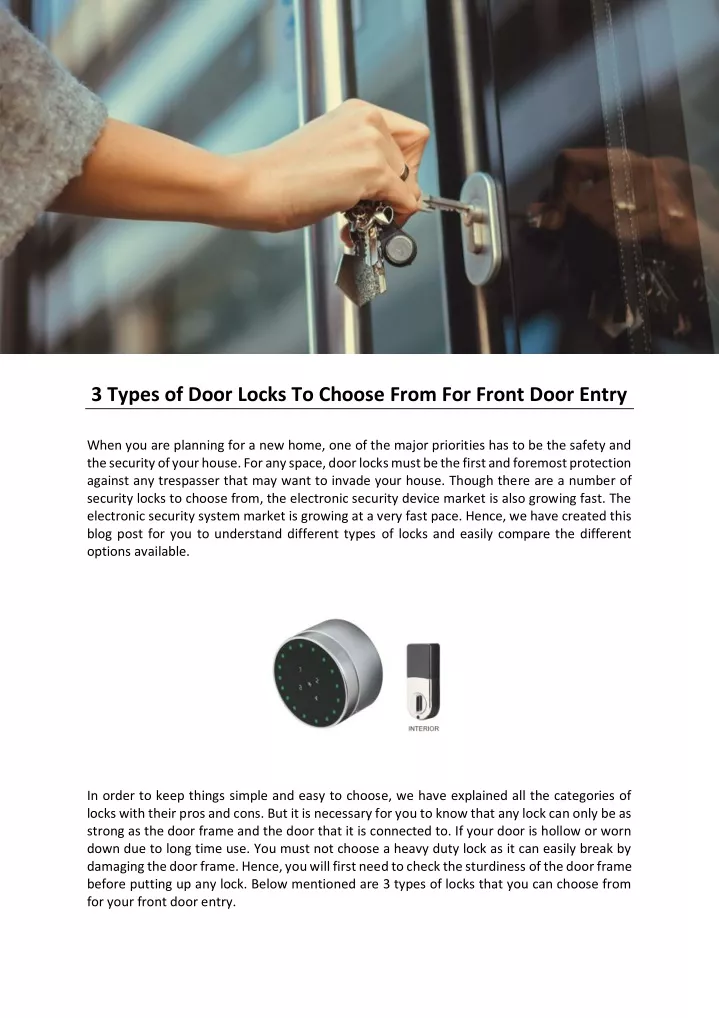 3 types of door locks to choose from for front