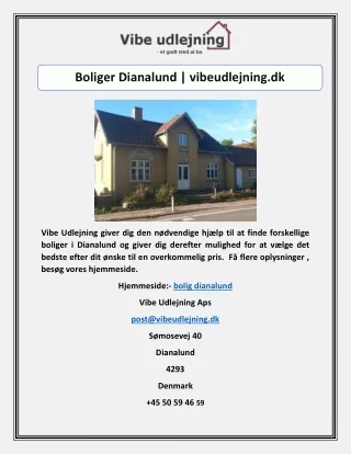 Boliger Dianalund | vibeudlejning.dk