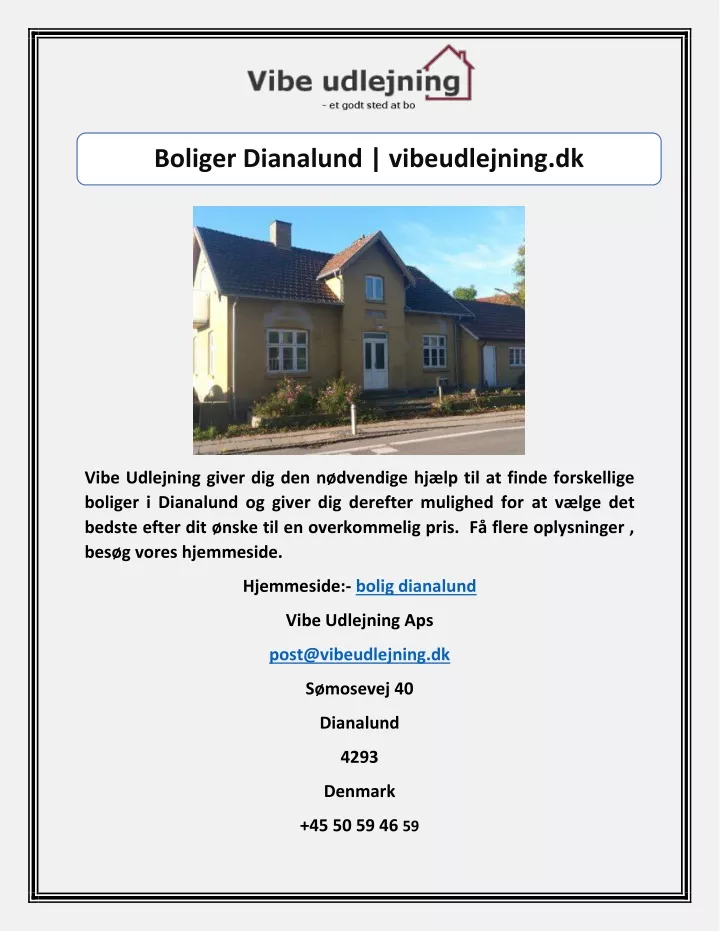 boliger dianalund vibeudlejning dk