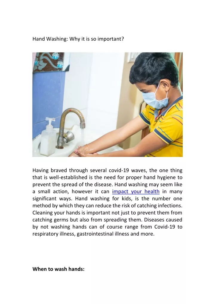 hand washing why it is so important