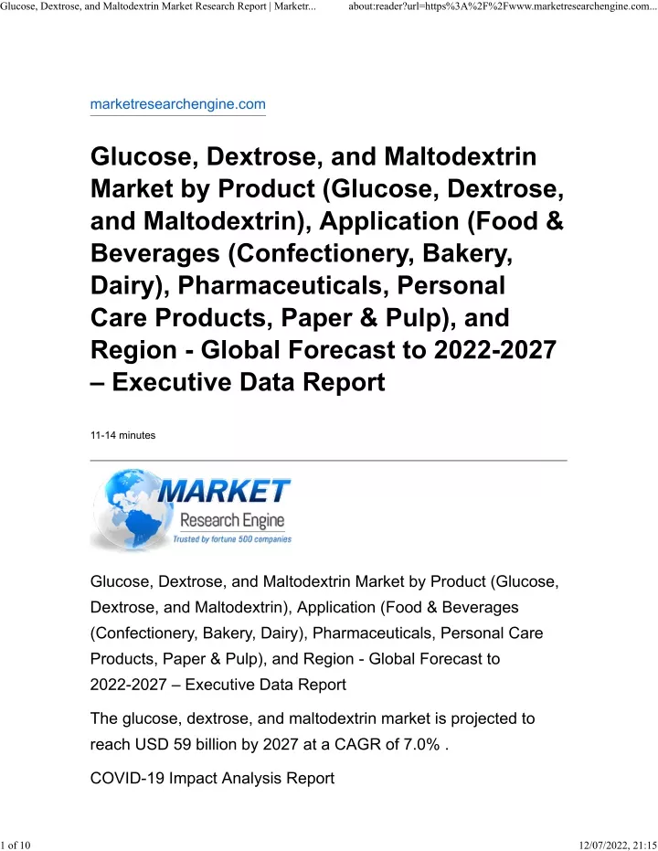 glucose dextrose and maltodextrin market research