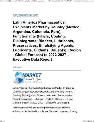 latin america pharmaceutical excipients market