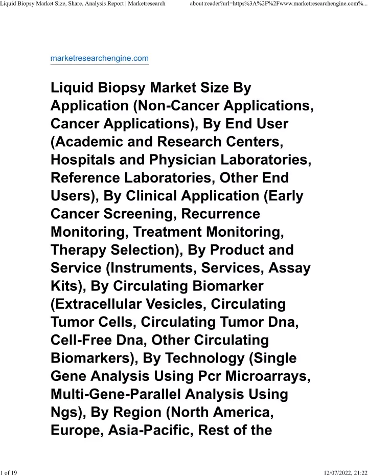 liquid biopsy market size share analysis report