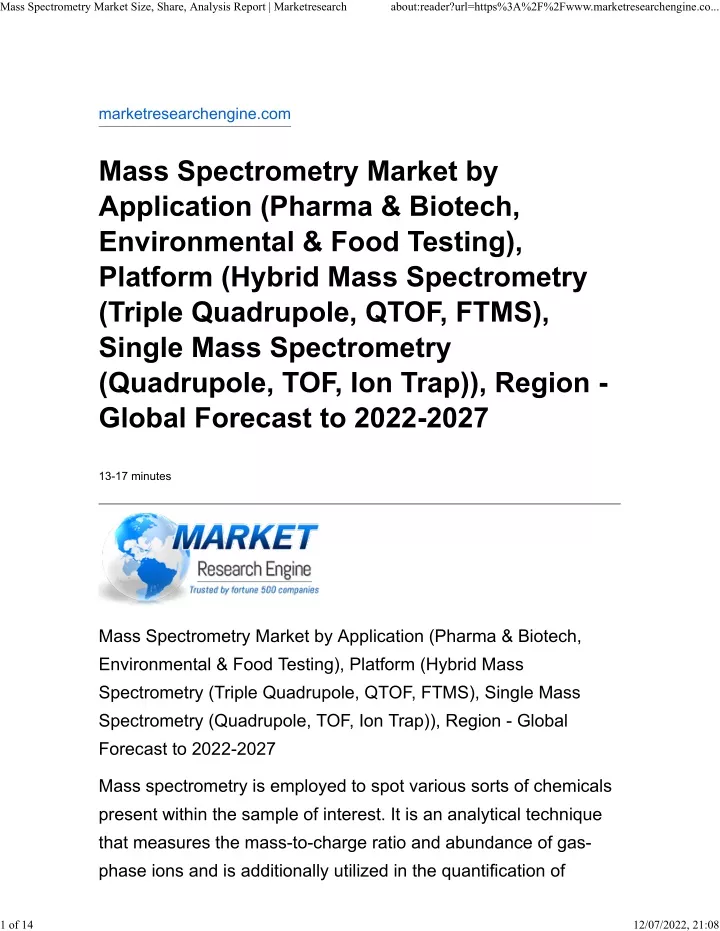 mass spectrometry market size share analysis
