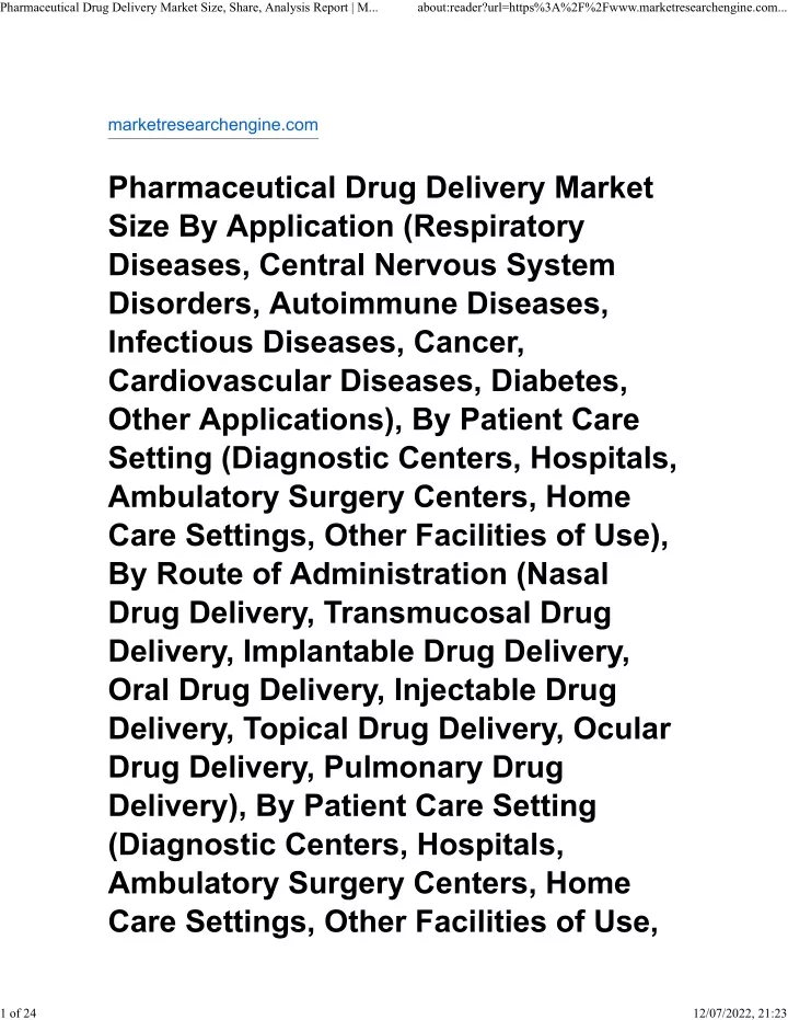 pharmaceutical drug delivery market size share