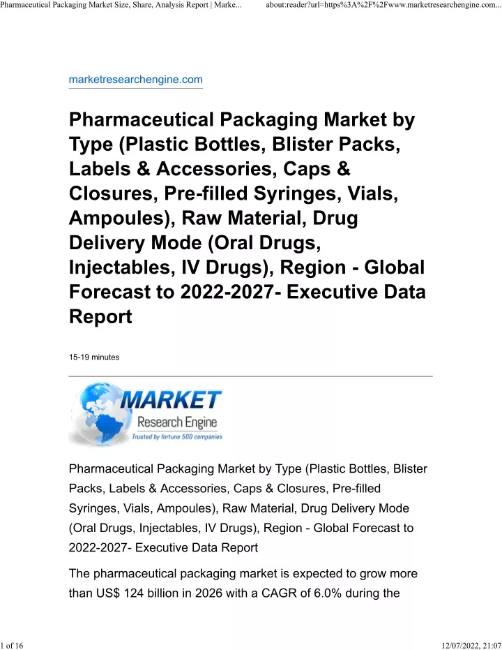 pharmaceutical packaging market size share