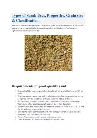 types of sand uses properties grain size